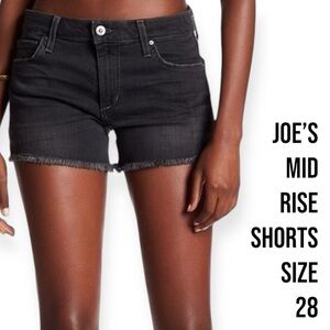 JOES JEANS CUT OFF FRAYED MIDRISE STRECH DENIM SHORT IN LISBETH BLACK SIZE 28
